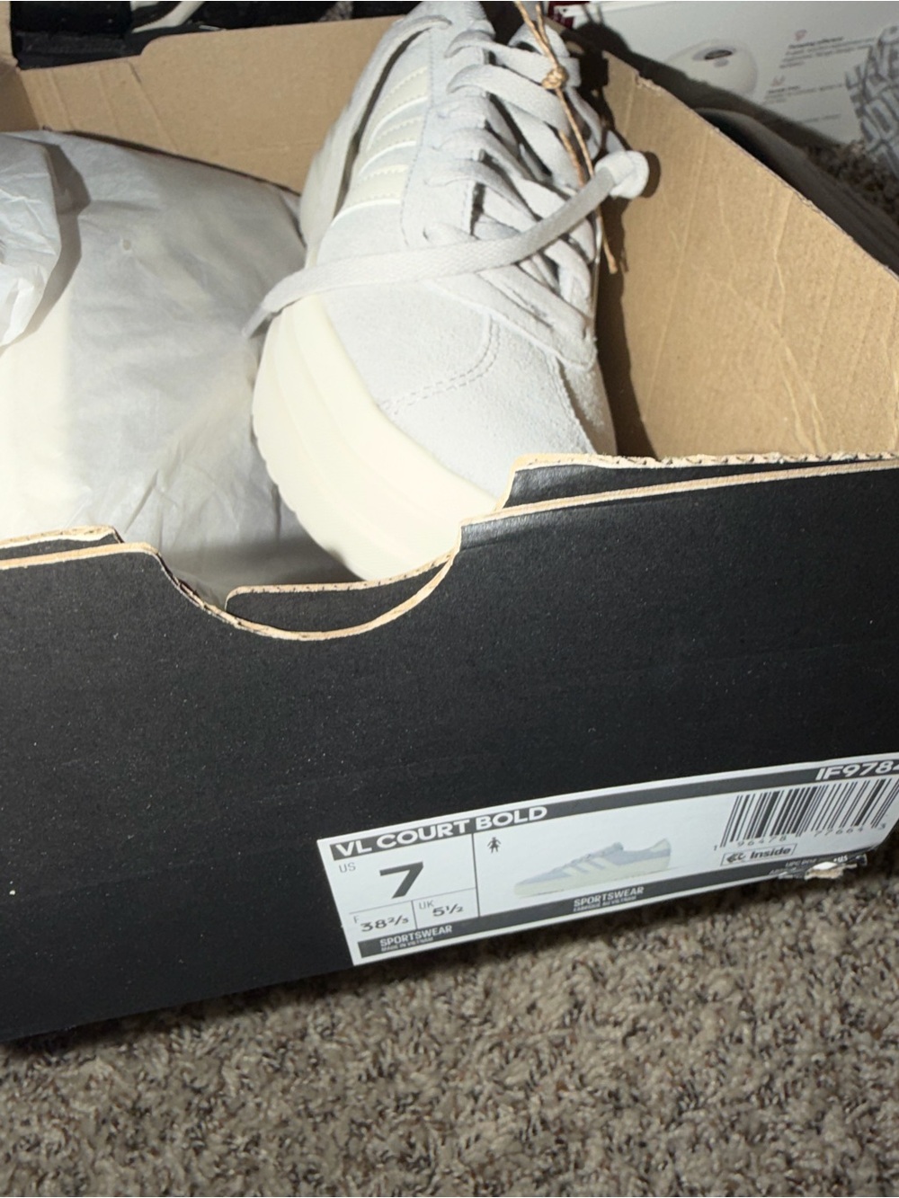 Light Gray Suede Platform Sneaker with White Stripes - Picture 4 of 5